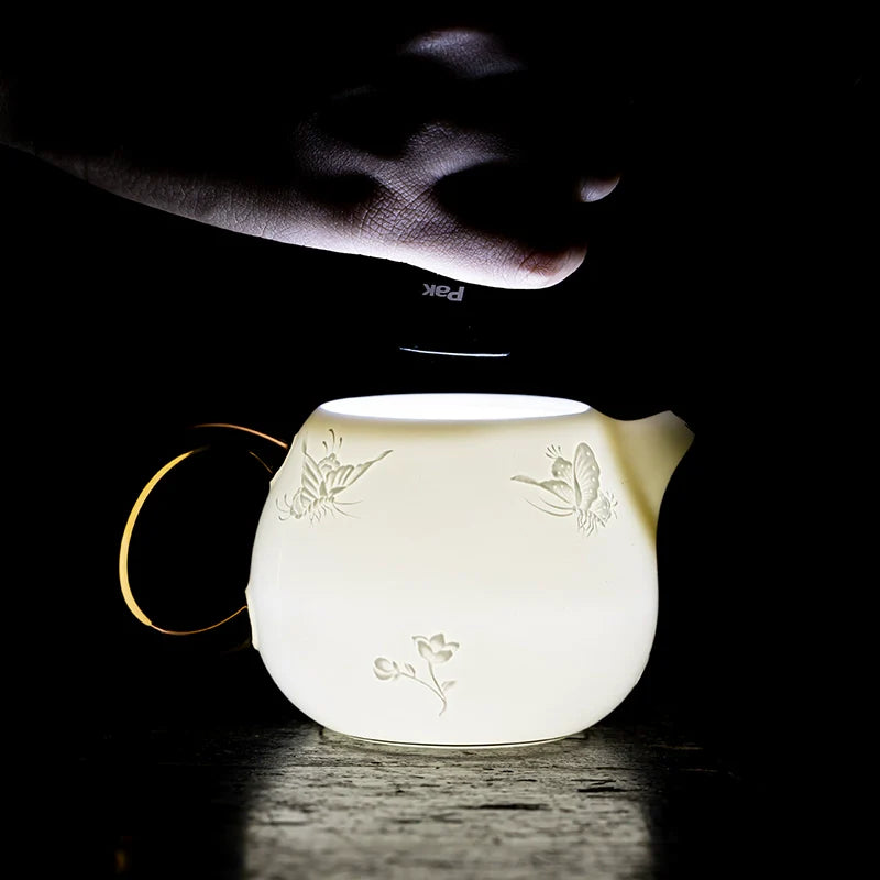 Hidden Carving “Butterfly in Bloom” Dragon Egg Teapot – 200ml