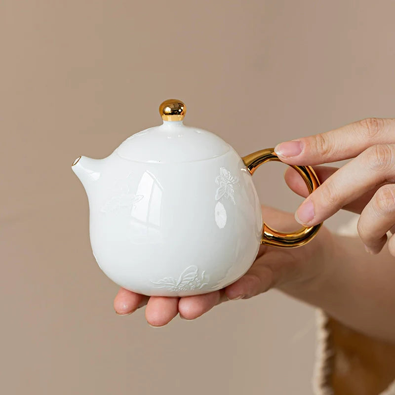 Hidden Carving “Butterfly in Bloom” Dragon Egg Teapot – 200ml