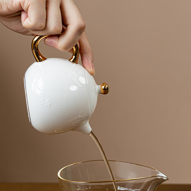 Hidden Carving “Butterfly in Bloom” Dragon Egg Teapot – 200ml