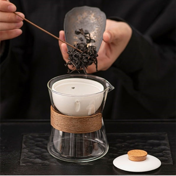 Lazy teapot anti-scalding breakthrough point teapot turning high temperature resistant glass rotating pot tea separation cup