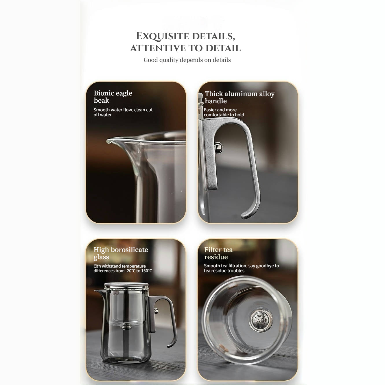 Lazy Magnetic Tea Pot with Tea-Water Separation – Borosilicate Glass Teapot with Infuser (600ml / 800ml / 1000ml)