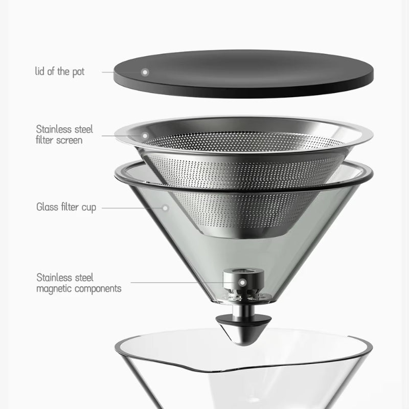 Tea & Coffee 2-in-1 Travel Pot | Minimalist Glass Portable Brewer