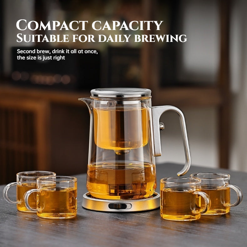 Lazy Magnetic Tea Pot with Tea-Water Separation – Borosilicate Glass Teapot with Infuser (600ml / 800ml / 1000ml)