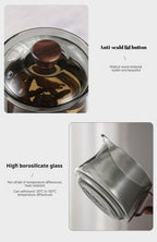 Modern Magnetic Glass Teapot Set – Heat-Resistant Lazy Brewer with Wood Handle & Stainless Steel Infuser