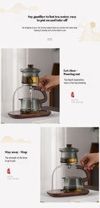 Modern Magnetic Glass Teapot Set – Heat-Resistant Lazy Brewer with Wood Handle & Stainless Steel Infuser