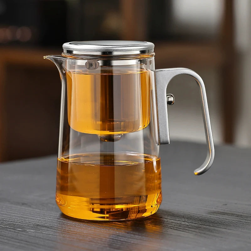 Lazy Magnetic Tea Pot with Tea-Water Separation – Borosilicate Glass Teapot with Infuser (600ml / 800ml / 1000ml)