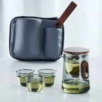 300ML Portable Magnetic Tea Infuser Bottle – Borosilicate Glass with Wood Lid & Travel Case