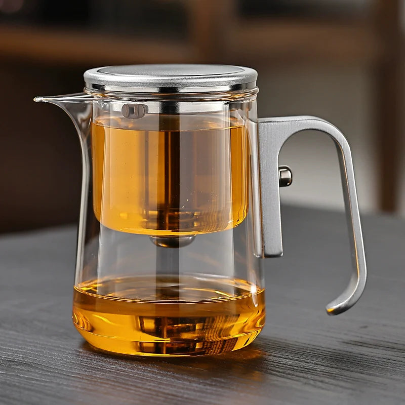 Lazy Magnetic Tea Pot with Tea-Water Separation – Borosilicate Glass Teapot with Infuser (600ml / 800ml / 1000ml)