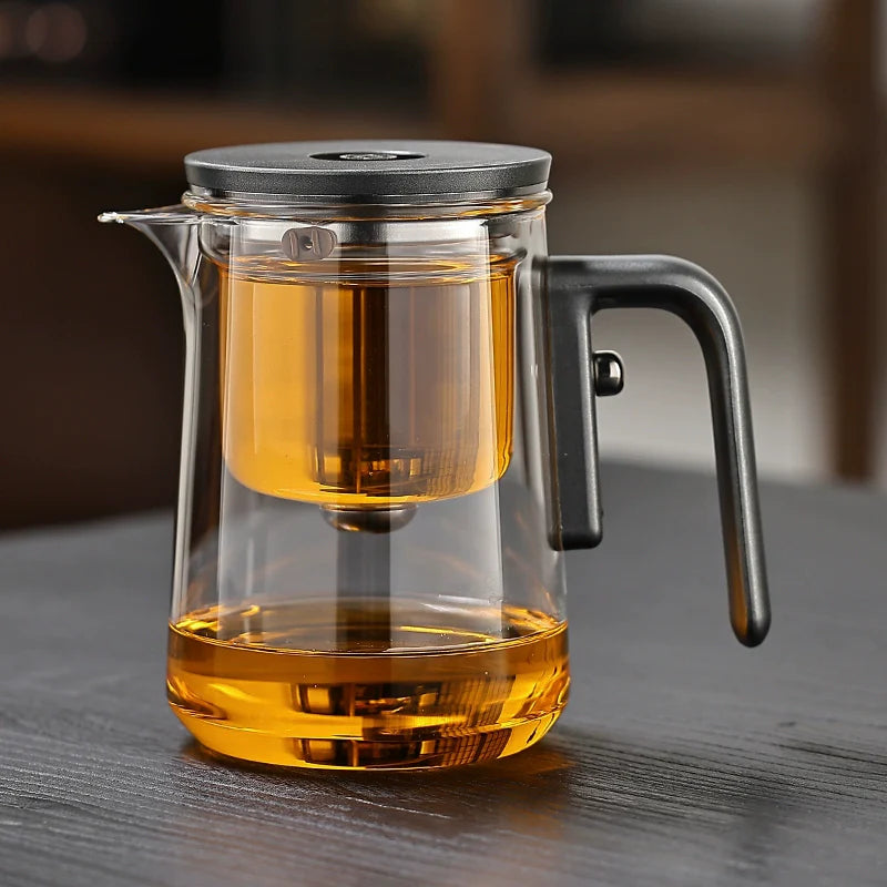 Lazy Magnetic Tea Pot with Tea-Water Separation – Borosilicate Glass Teapot with Infuser (600ml / 800ml / 1000ml)