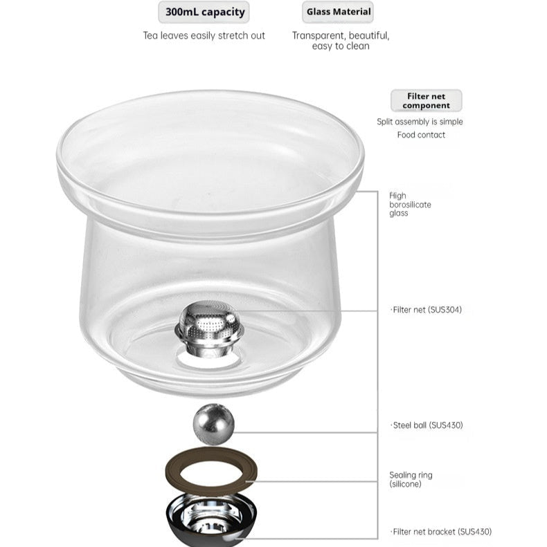 Modern Magnetic Glass Teapot Set – Heat-Resistant Lazy Brewer with Wood Handle & Stainless Steel Infuser