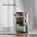 300ML Portable Magnetic Tea Infuser Bottle – Borosilicate Glass with Wood Lid & Travel Case