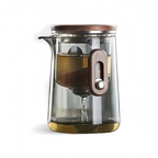 300ML Portable Magnetic Tea Infuser Bottle – Borosilicate Glass with Wood Lid & Travel Case