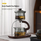 Modern Magnetic Glass Teapot Set – Heat-Resistant Lazy Brewer with Wood Handle & Stainless Steel Infuser