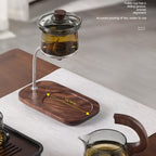 Modern Magnetic Glass Teapot Set – Heat-Resistant Lazy Brewer with Wood Handle & Stainless Steel Infuser