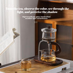 Modern Magnetic Glass Teapot Set – Heat-Resistant Lazy Brewer with Wood Handle & Stainless Steel Infuser