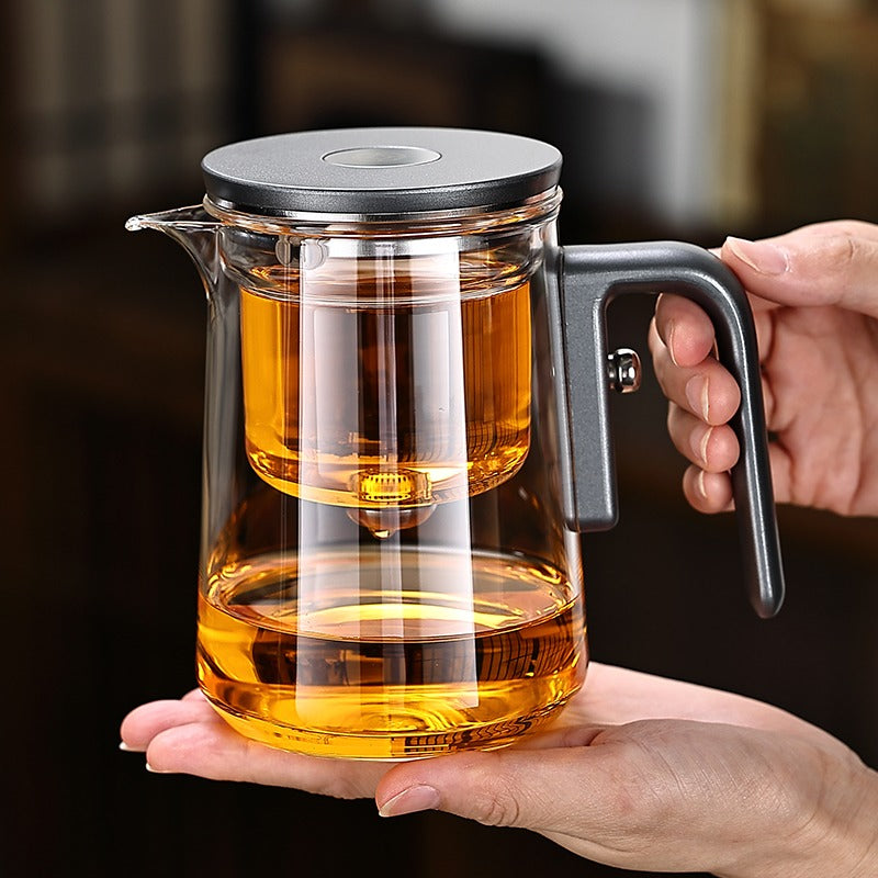 Lazy Magnetic Tea Pot with Tea-Water Separation – Borosilicate Glass Teapot with Infuser (600ml / 800ml / 1000ml)