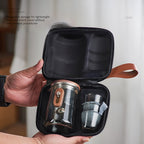 300ML Portable Magnetic Tea Infuser Bottle – Borosilicate Glass with Wood Lid & Travel Case