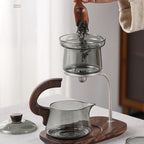 Modern Magnetic Glass Teapot Set – Heat-Resistant Lazy Brewer with Wood Handle & Stainless Steel Infuser