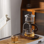 Modern Magnetic Glass Teapot Set – Heat-Resistant Lazy Brewer with Wood Handle & Stainless Steel Infuser